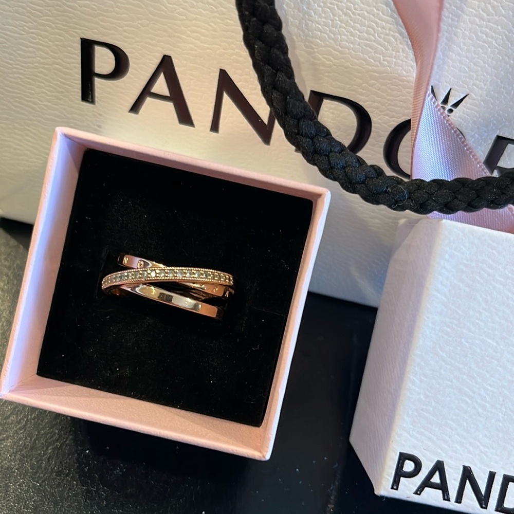 Pandora Crossover Pavé Triple Band ( Size 9) Ring